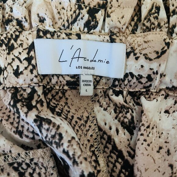 Women's Snakeskin Print Paper Bag Shorts Tie Waist and Side & Back trendy bold - Picture 8 of 9